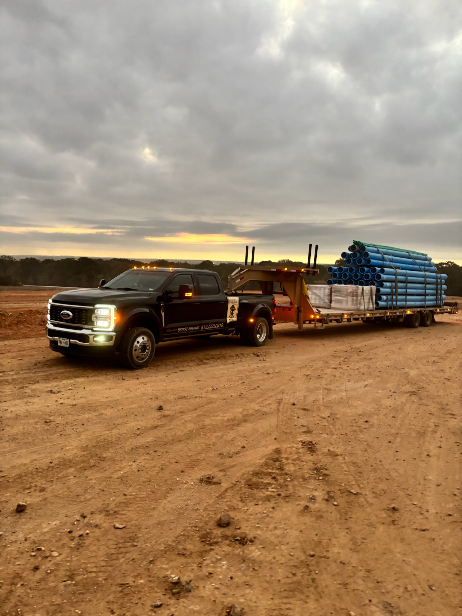 Salty Dog Transport hauling a load of materials in Texas