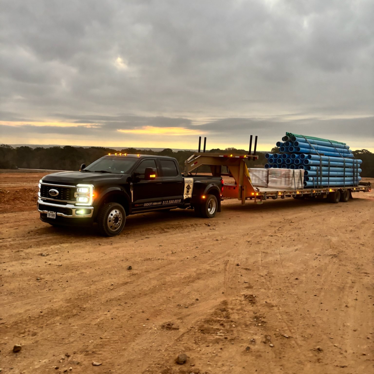 Salty Dog Transport hauling a load of materials in Texas